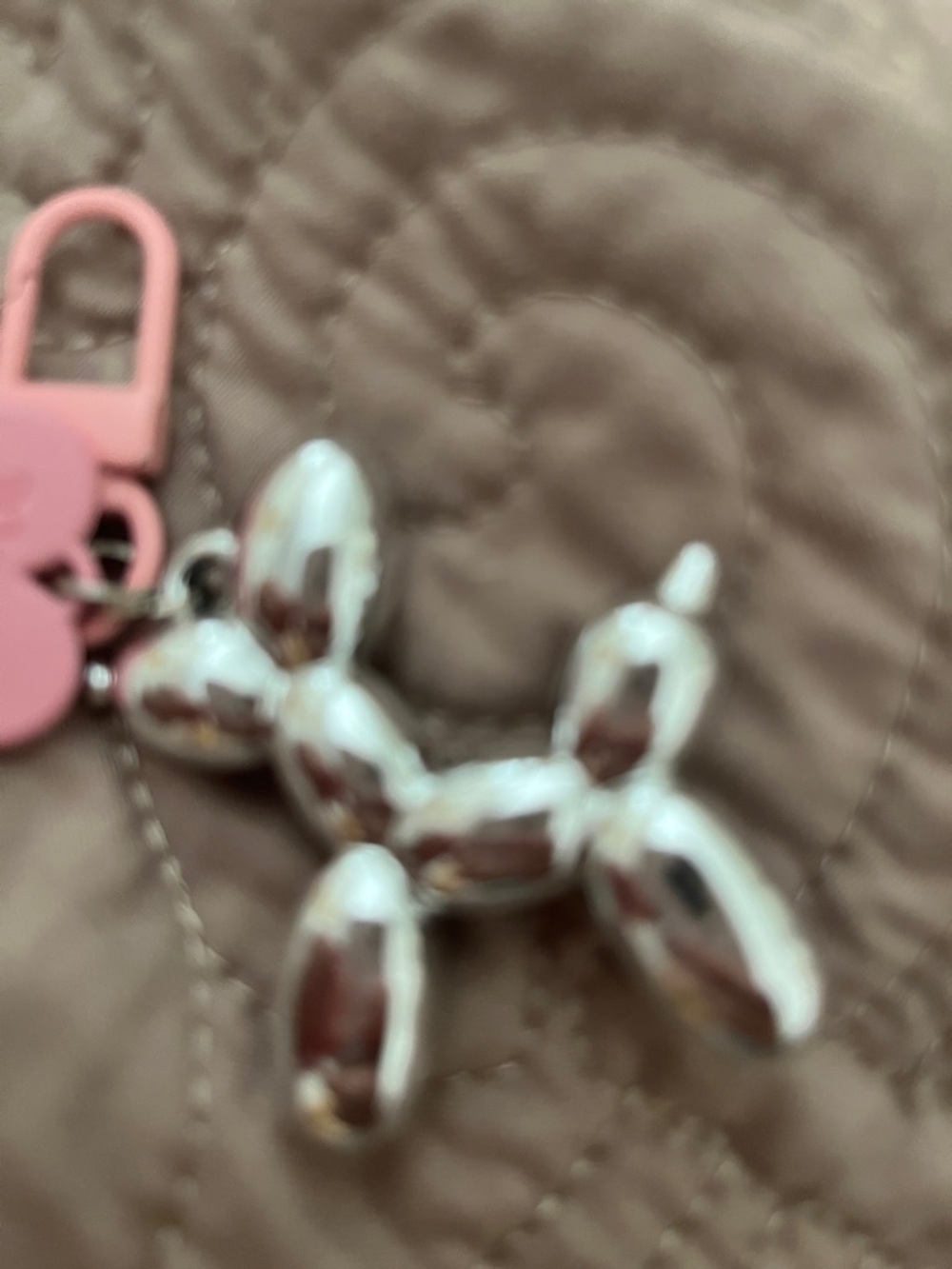 Moschino Pink and Silver Balloon Dog Key Charm - Picture 3 of 5